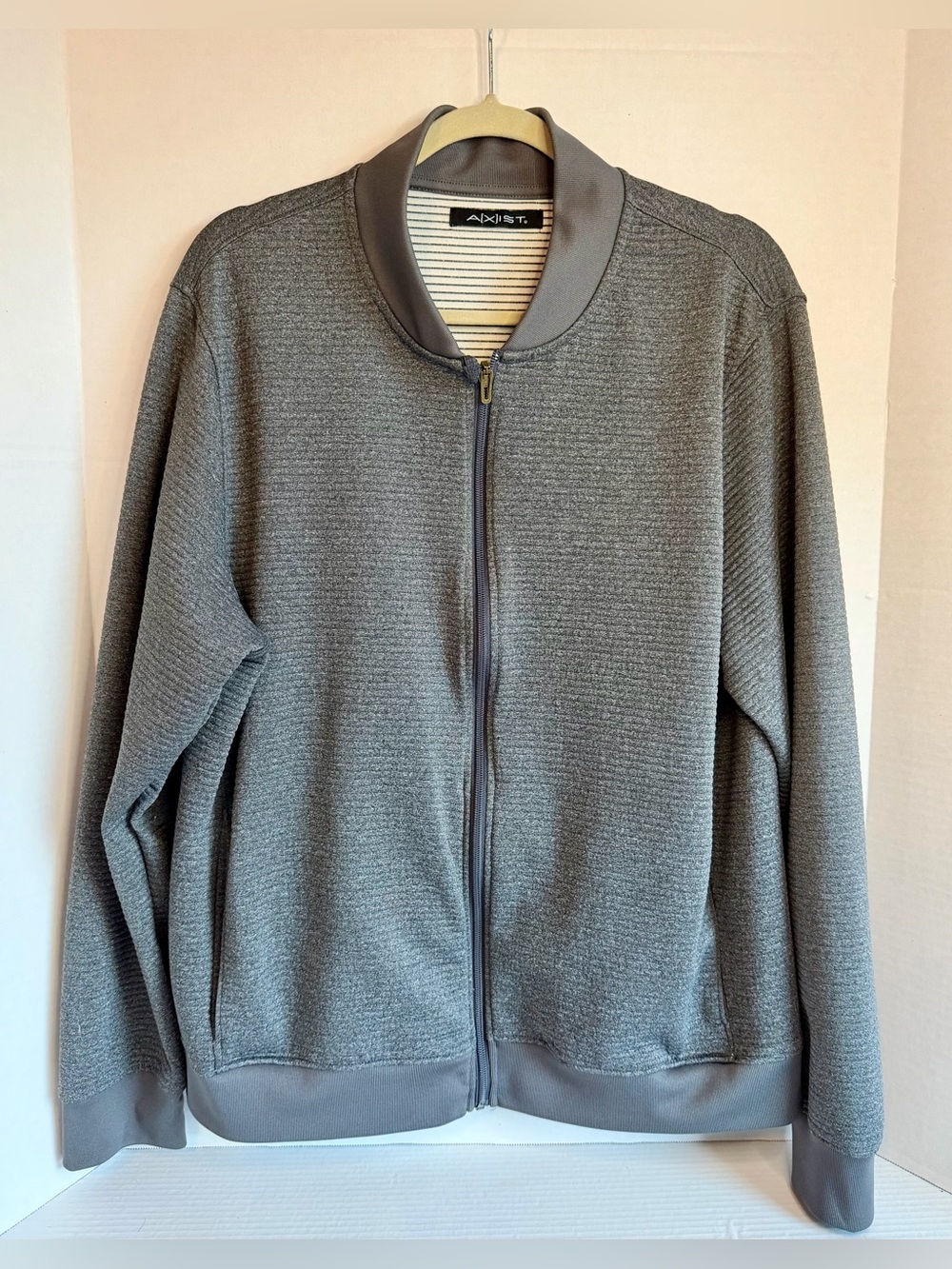 Axist Men’s Charcoal Gray Zip-Front Bomber Jacket XL